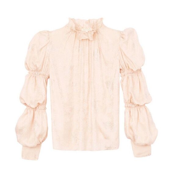 Rebecca Taylor Sz. 2 Glitter Print Ruched Sleeve Top - Picture 5 of 15